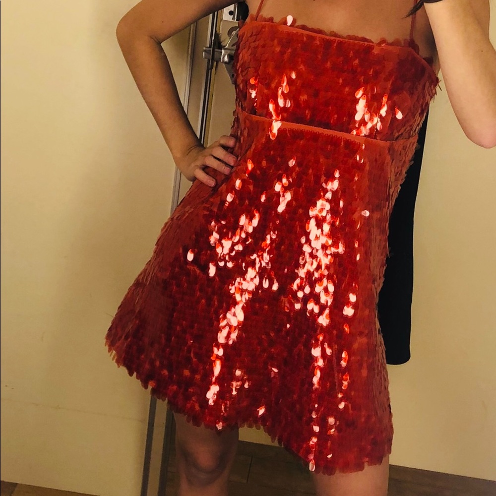 Zara red “sequin” dress